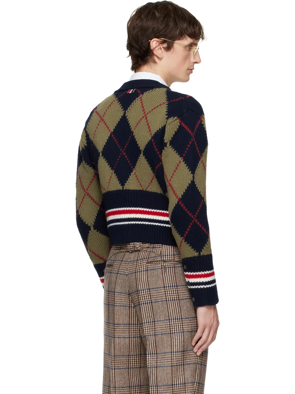 Thom Browne Merino Argyle Intarsia Vネックカーディガン - 画像3