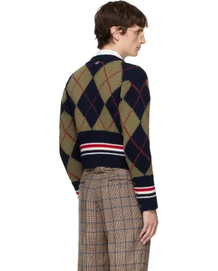 Thom Browne Merino Argyle Intarsia Vネックカーディガン - サムネイル3