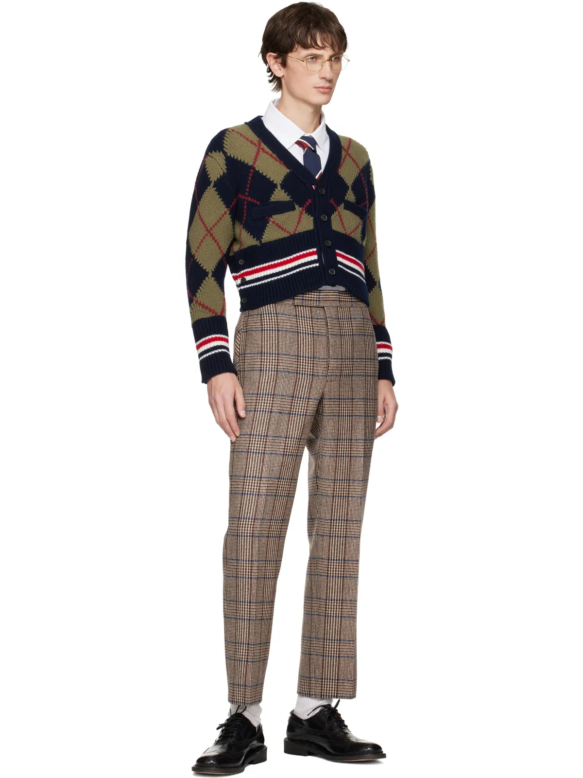 Thom Browne Merino Argyle Intarsia Vネックカーディガン - 画像4