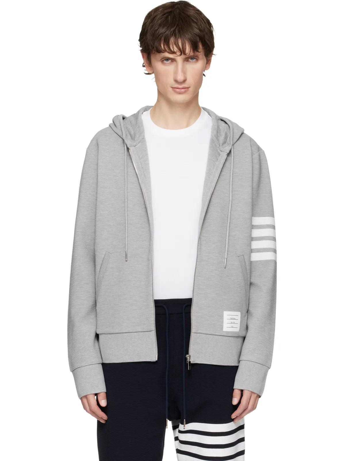 Thom Browne Cotton Ottoman 4-Bar ジップフーディ - 画像1