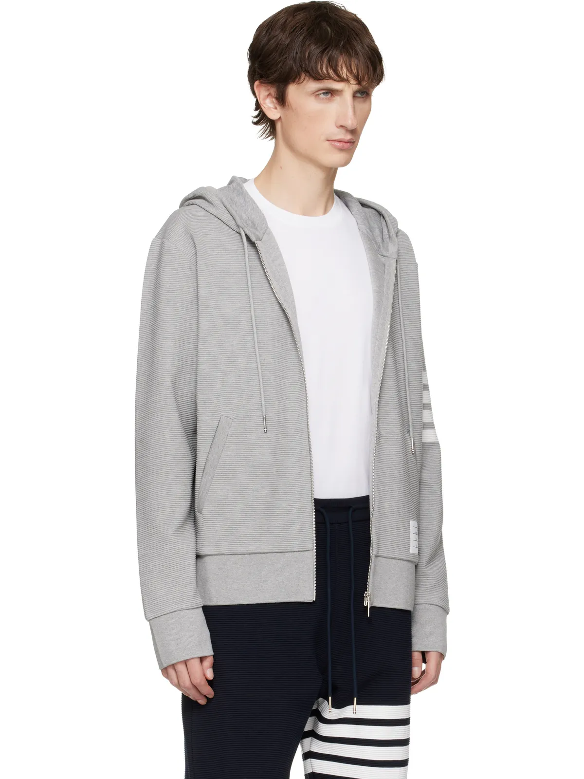 Thom Browne Cotton Ottoman 4-Bar ジップフーディ - 画像2