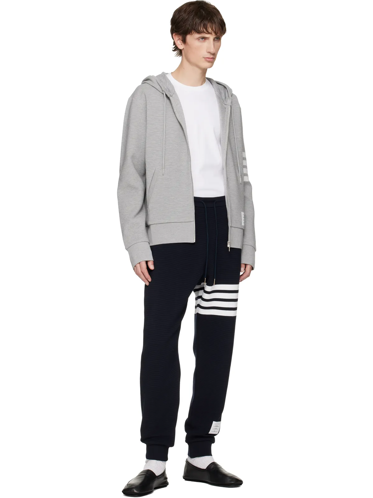 Thom Browne Cotton Ottoman 4-Bar ジップフーディ - 画像4