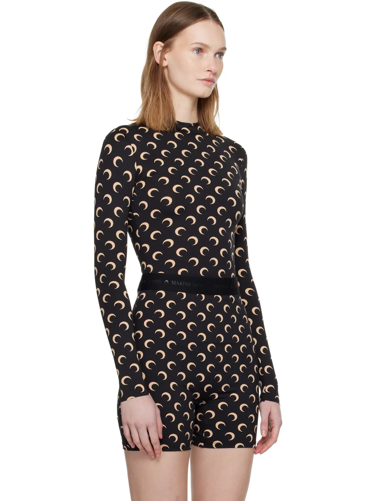 Marine Serre Recycled Moon Jersey セカンドスキン ハイネック トップス - 画像2