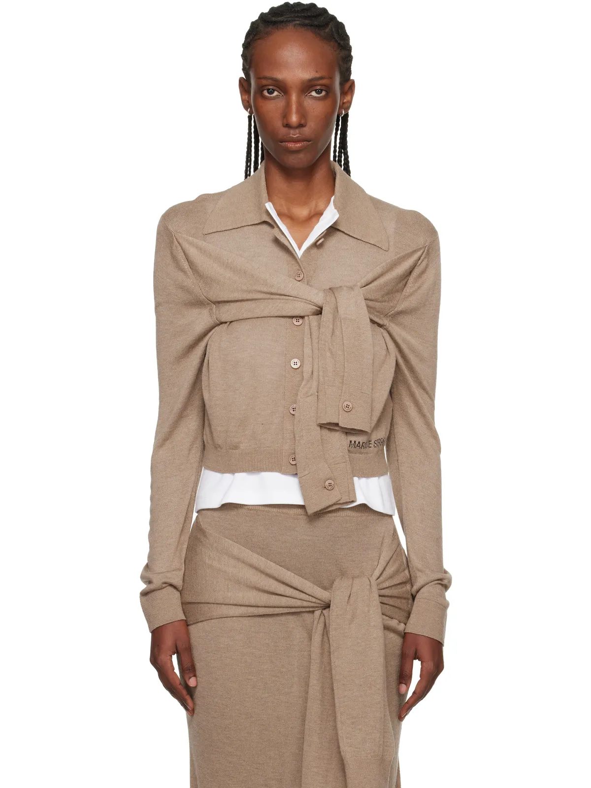 Marine Serre Hybrid ラップ ニットカーディガン - 画像1