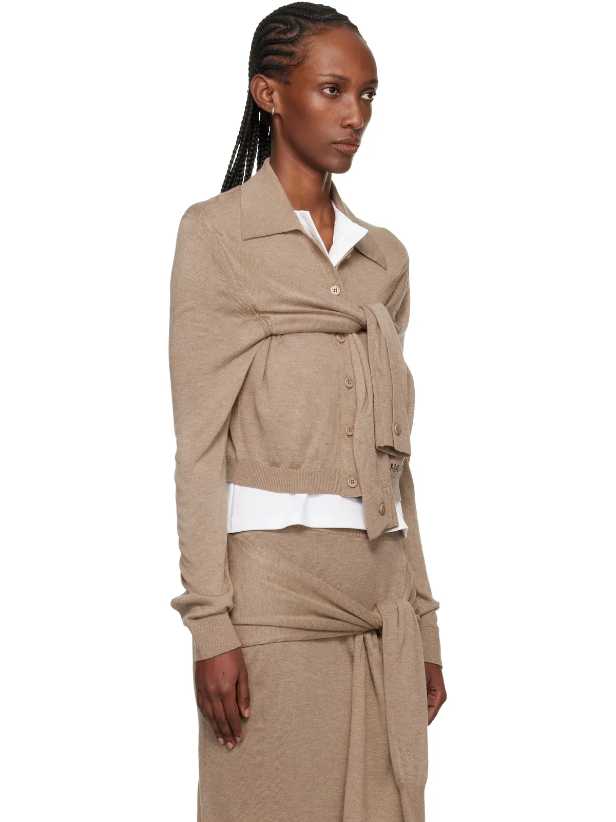 Marine Serre Hybrid ラップ ニットカーディガン - 画像2