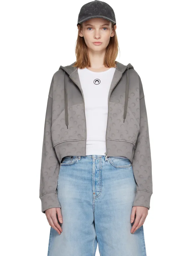 Marine Serre Marine Serre Faded Moon フリース クロップド ジップフーディの商品画像