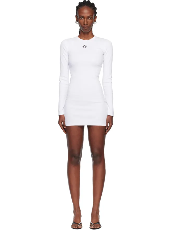 Marine Serre Marine Serre Moon Logo リブ 長袖 クルーネック ミニワンピースの商品画像