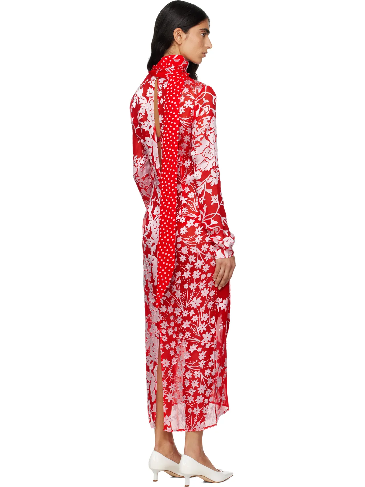 Marine Serre Regenerated Raso Silk Scarves Ls マキシワンピース - 画像3