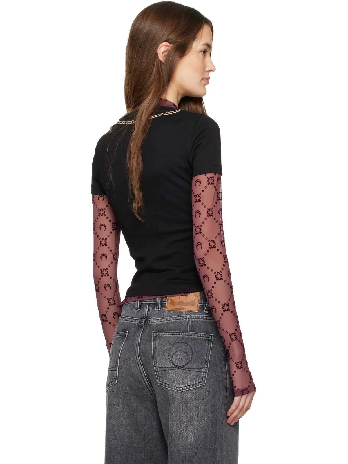 Marine Serre Trompe L'Oeil Jewelry Baby Fit ジャージ Tシャツ - 画像3