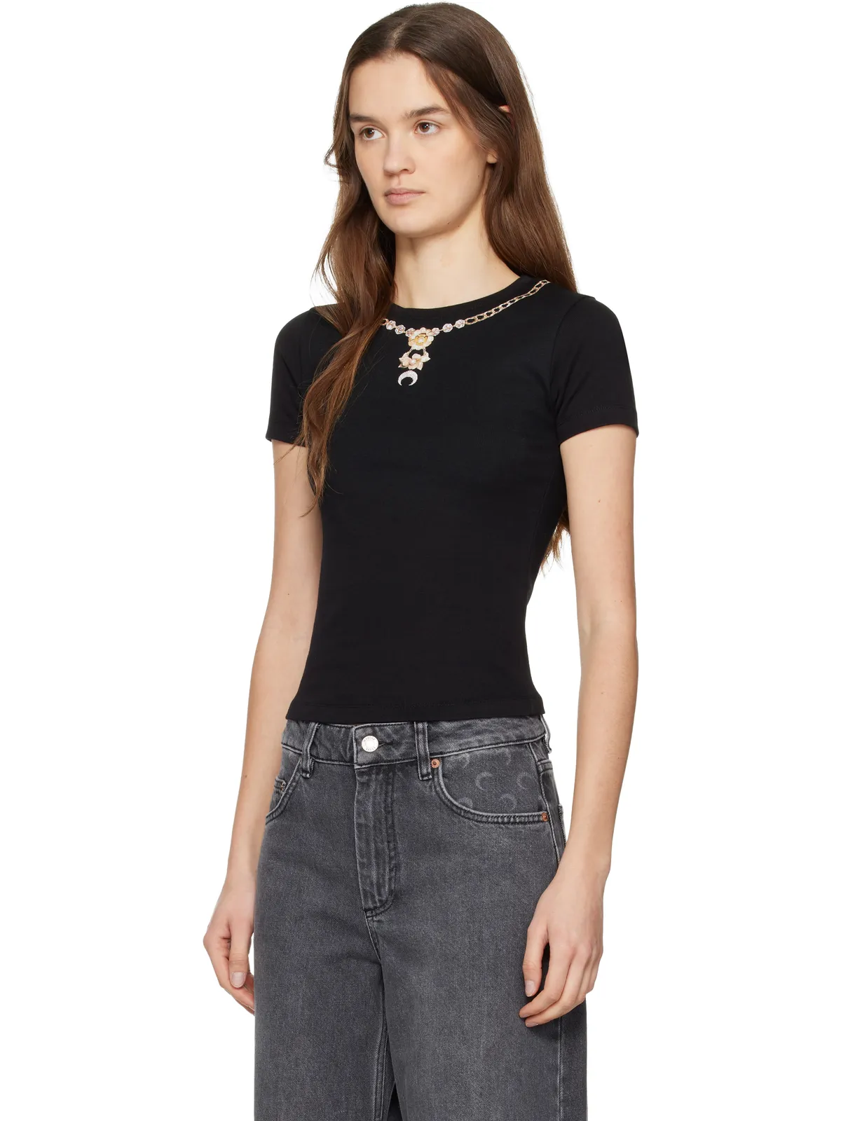 Marine Serre Trompe L'Oeil Jewelry Baby Fit ジャージ Tシャツ - 画像4