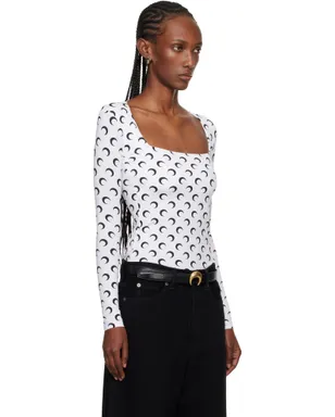 Marine Serre Moon Printed Jersey LS Squareneck Tシャツ - サムネイル2
