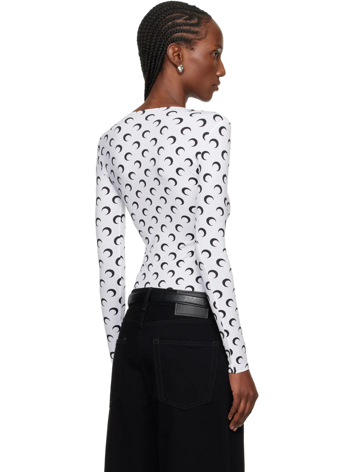 Marine Serre Moon Printed Jersey LS Squareneck Tシャツ - 画像3