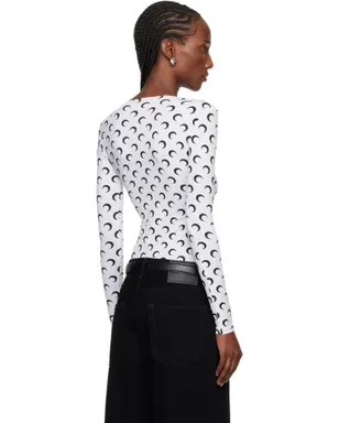Marine Serre Moon Printed Jersey LS Squareneck Tシャツ - サムネイル3