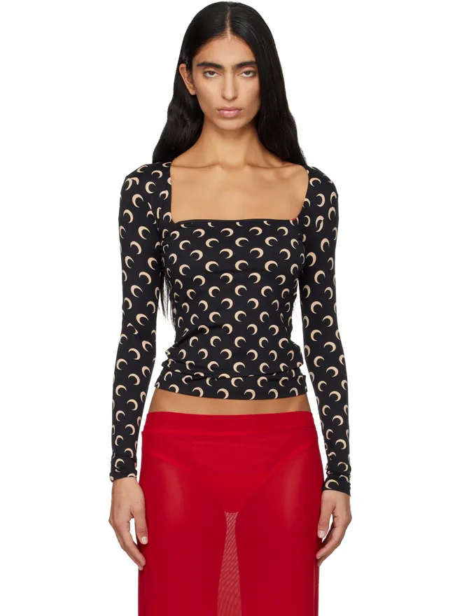 Marine Serre Marine Serre Moon プリント スクエアネック トップスの商品画像