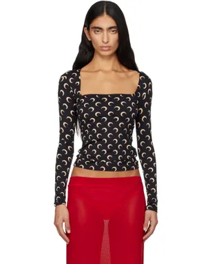 Marine Serre Moon プリント スクエアネック トップス - サムネイル1