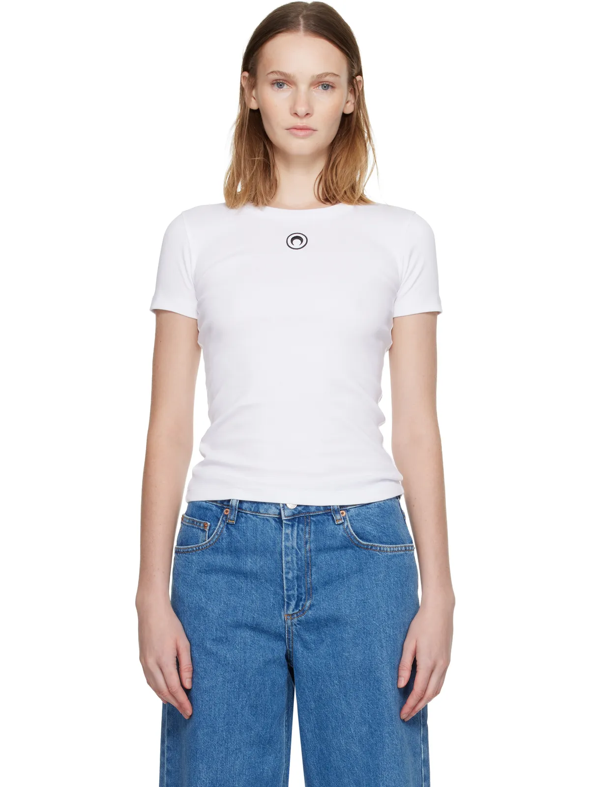 Marine Serre Moon ロゴ リブ ベビーフィット Tシャツ - 画像1