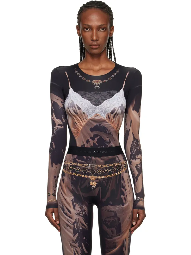 Marine Serre Marine Serre SSENSE限定 Wet Nuisette Printed Jersey LS Tシャツの商品画像