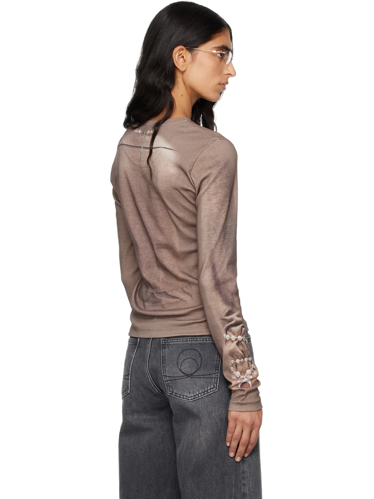 Marine Serre Trompe-L'Oeil ニット ジャージ 長袖トップス - 画像3