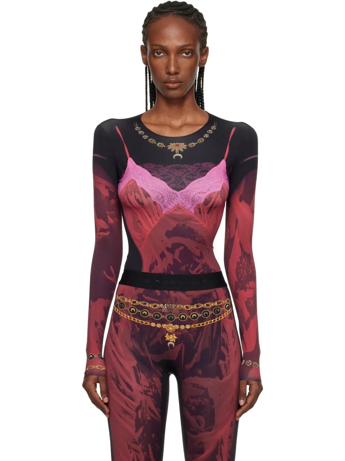 Marine Serre Wet Nuisette Printed Jersey LS Tシャツ - 画像1