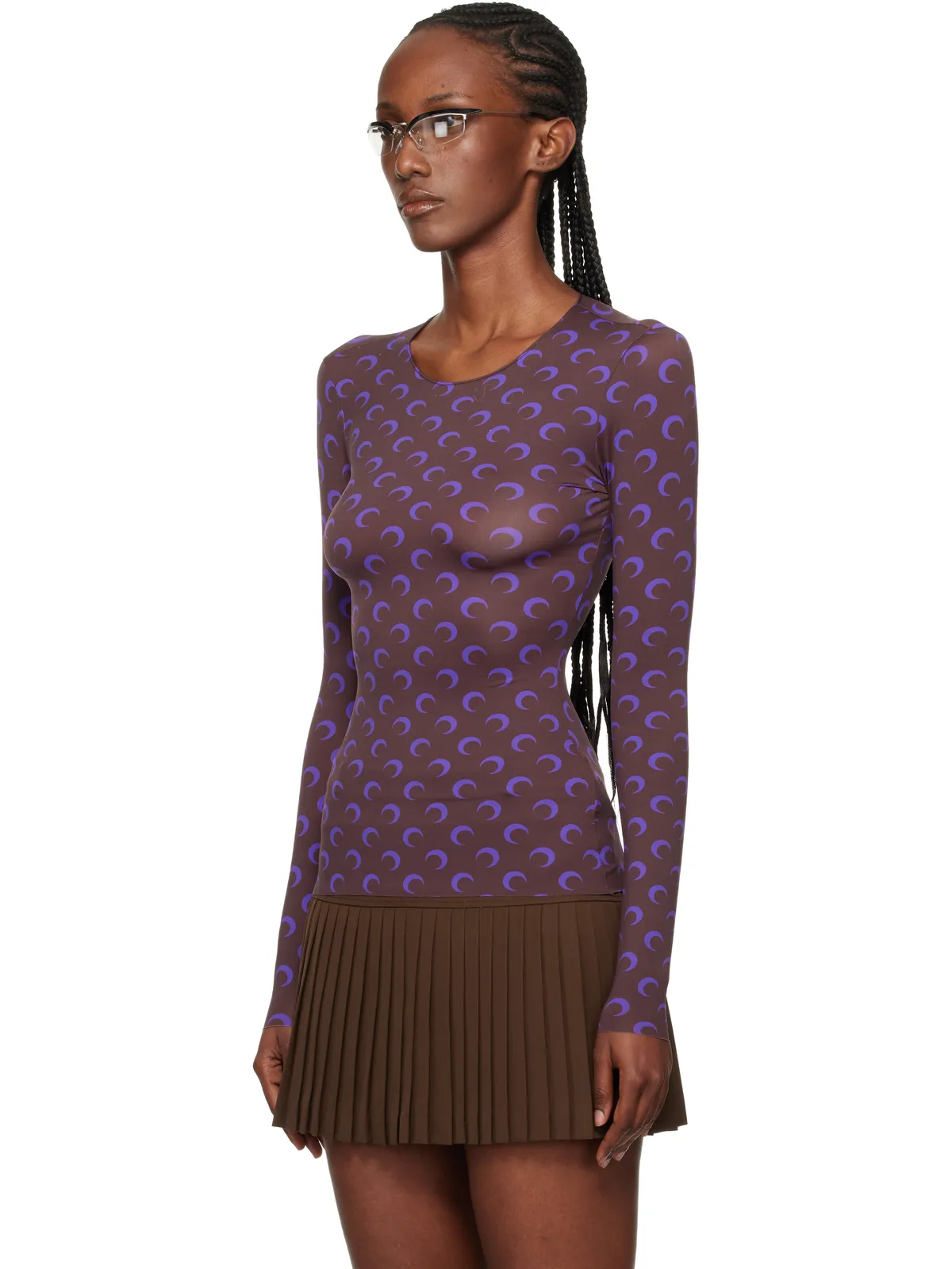 Marine Serre Moon Printed Jersey LS Tシャツ - 画像4