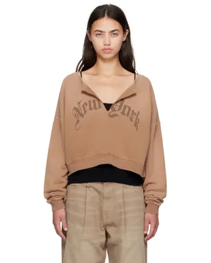 R13 'New York' Front Slit クロップド スウェットシャツ - サムネイル1