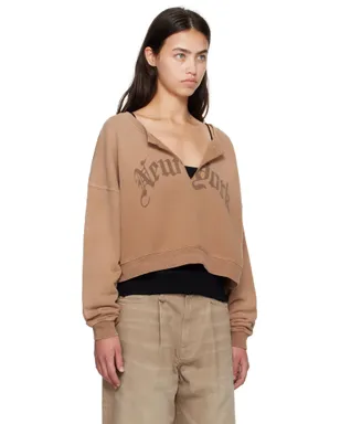 R13 'New York' Front Slit クロップド スウェットシャツ - サムネイル2