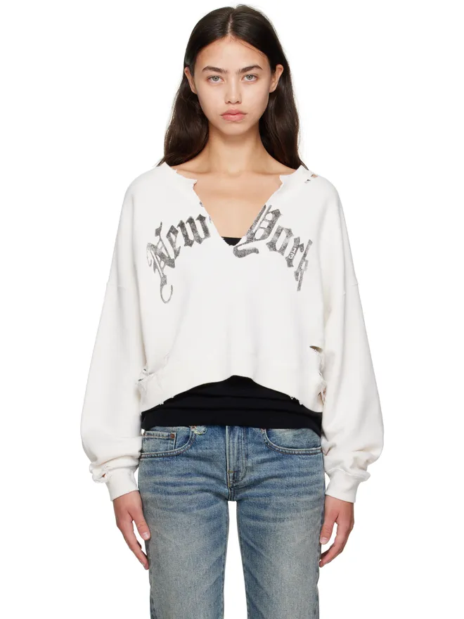 R13 R13 SSENSE限定 'New York' Front Slit クロップド スウェットシャツの商品画像