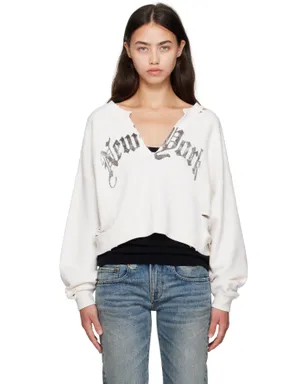 R13 SSENSE限定 'New York' Front Slit クロップド スウェットシャツ - サムネイル1