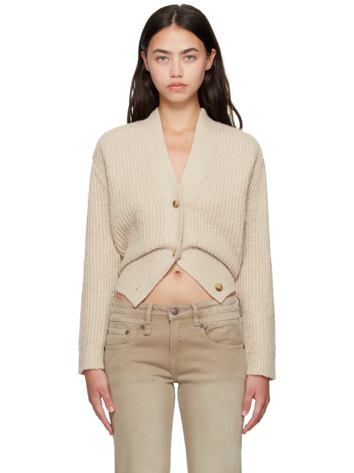 R13 Split Hem リブ カーディガン - 画像1