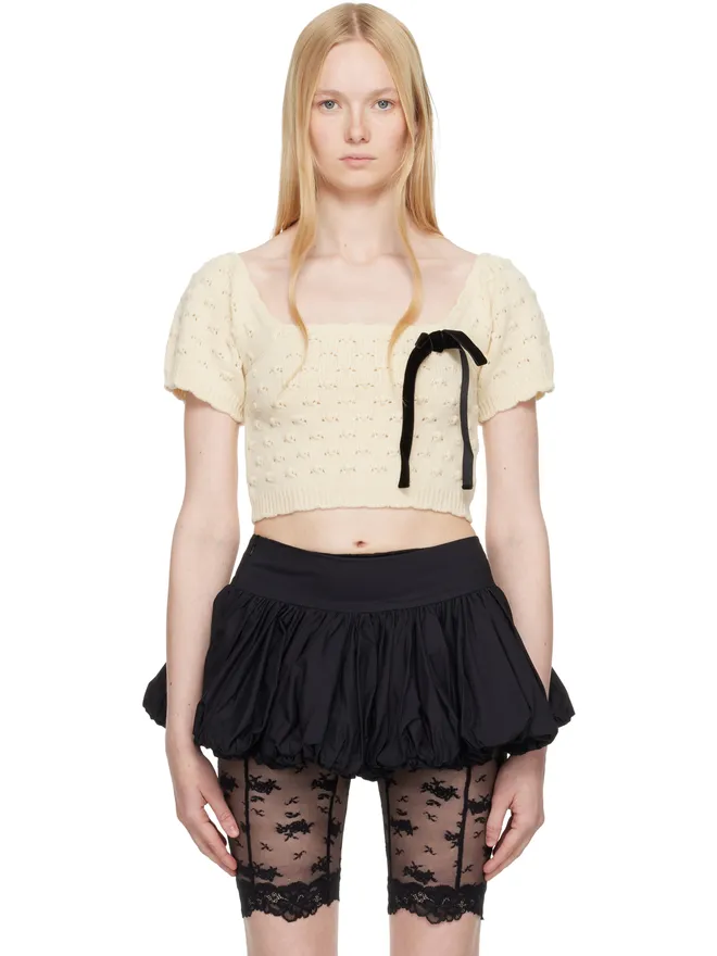 Yuhan Wang Yuhan Wang SSENSE限定 Bow Tied ウール トップスの商品画像