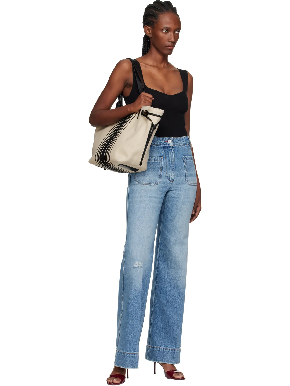 TOM FORD ラージ ストライプ ジャカード トートバッグ - 画像4