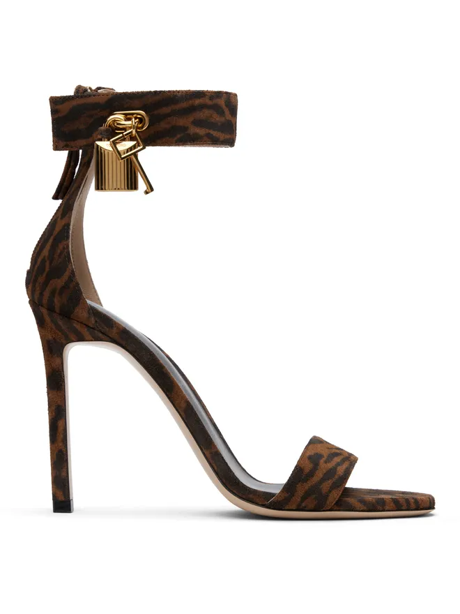 TOM FORD TOM FORD Ocelot-Print スエード パドロック ヒールサンダルの商品画像