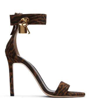 TOM FORD Ocelot-Print スエード パドロック ヒールサンダル - サムネイル1