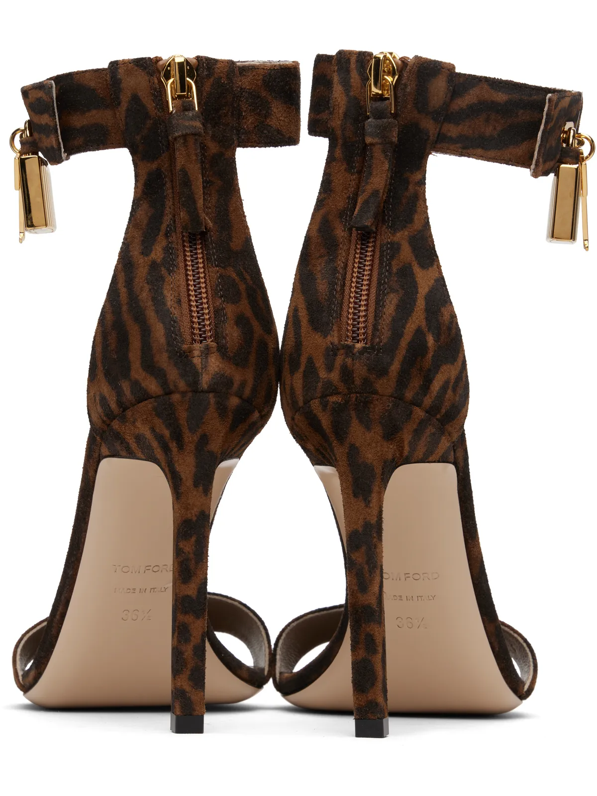 TOM FORD Ocelot-Print スエード パドロック ヒールサンダル - 画像2