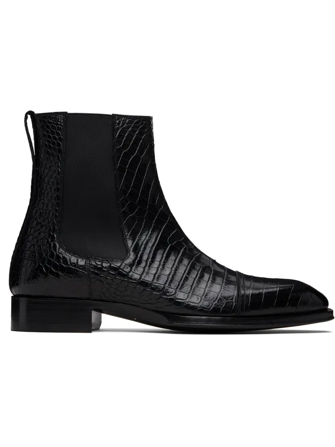 TOM FORD TOM FORD Shiny Printed Croc Elkan チェルシーブーツの商品画像