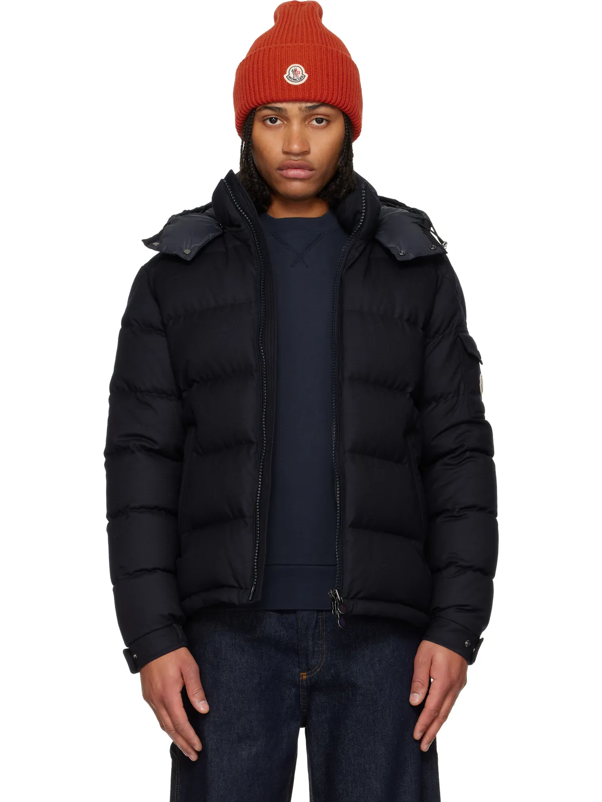Moncler Montgenevre フード ウールフランネル ショート ダウンジャケット - 画像1