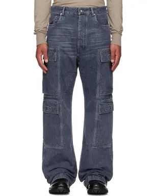 Rick Owens DRKSHDW ブルー Concordians Double カーゴジーンズ - サムネイル1