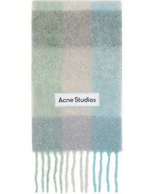 Acne Studios ブロックチェック フリンジ マフラー - サムネイル1