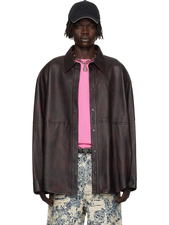 Acne Studios Acne Studios リラックスフィット レザー オーバーシャツの商品画像