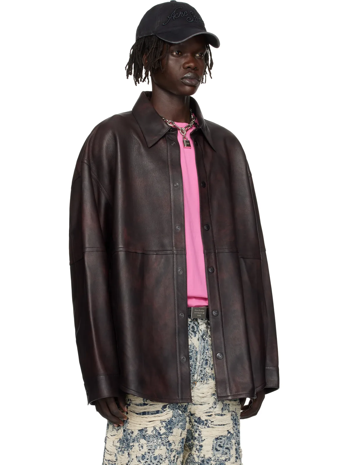 Acne Studios リラックスフィット レザー オーバーシャツ - 画像2