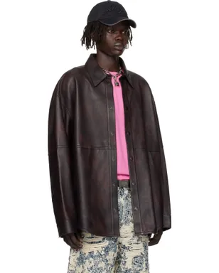 Acne Studios リラックスフィット レザー オーバーシャツ - サムネイル2
