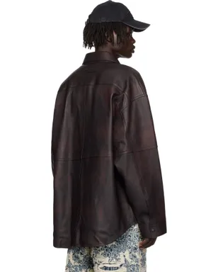 Acne Studios リラックスフィット レザー オーバーシャツ - サムネイル3