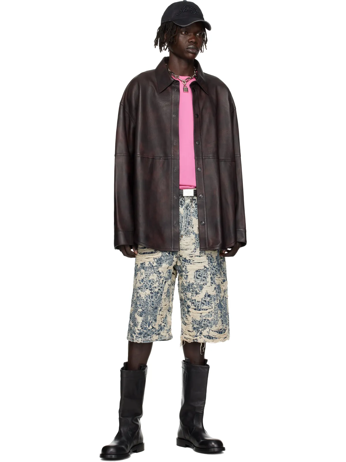 Acne Studios リラックスフィット レザー オーバーシャツ - 画像4