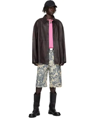 Acne Studios リラックスフィット レザー オーバーシャツ - サムネイル4
