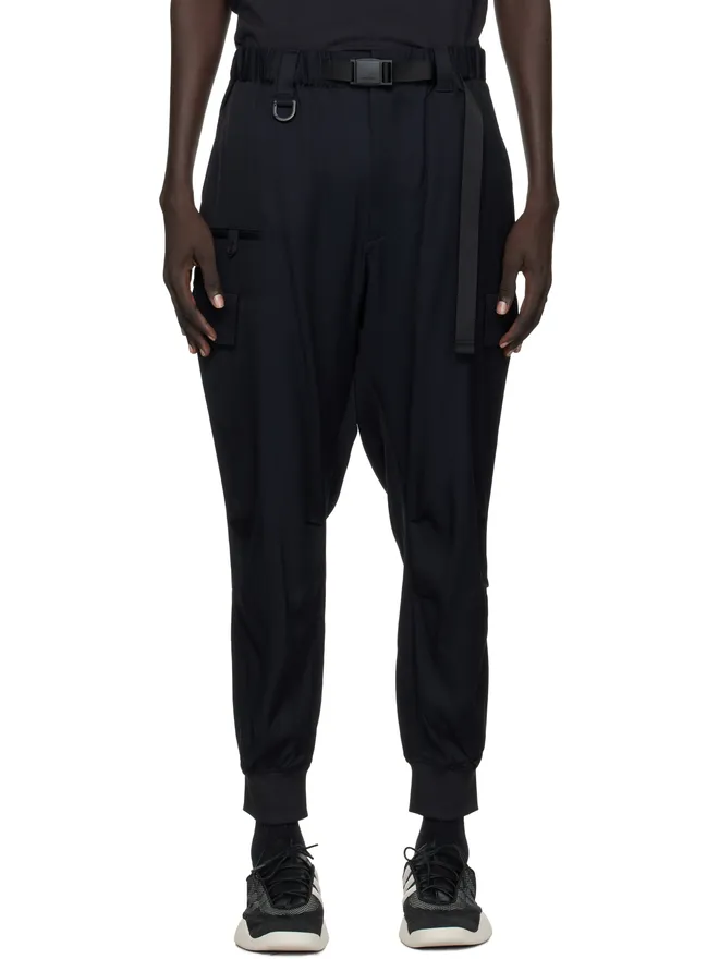 Y-3 Y-3 ブラック レーヨン ツイル カフ カーゴパンツの商品画像