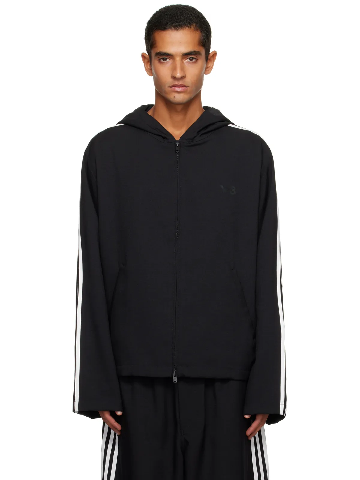 Y-3 フード スリーストライプ トラックジャケット - 画像1