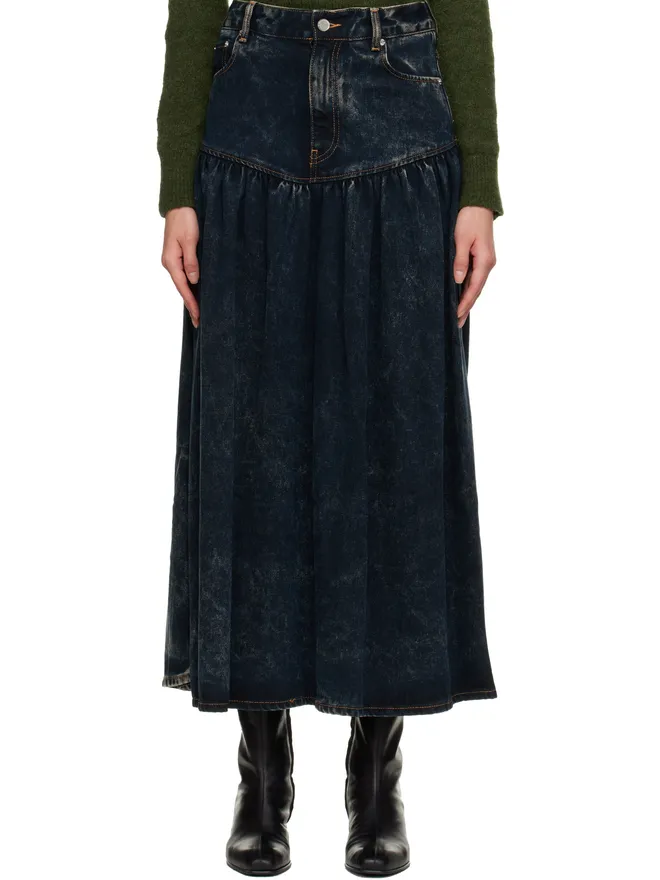 Ganni Ganni ウォッシュド デニム ミディアムスカートの商品画像