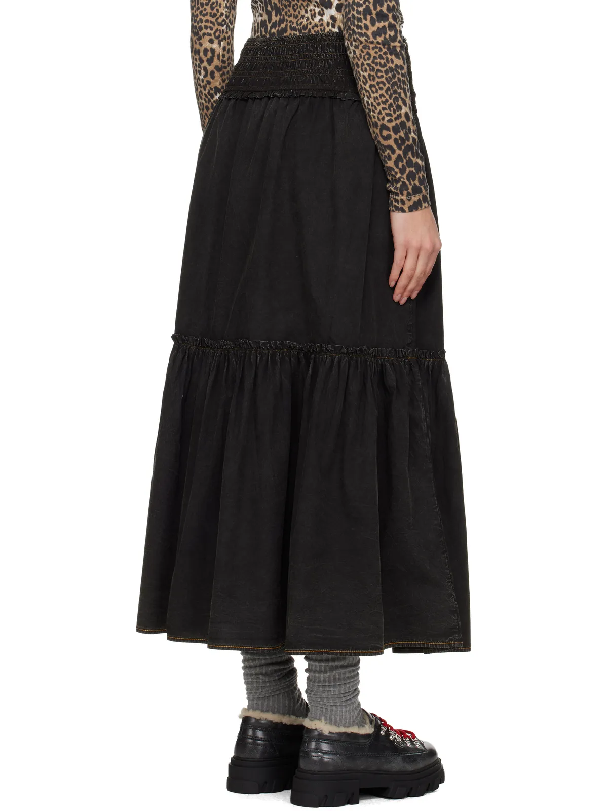 Ganni Washed Smock マキシスカート - 画像3