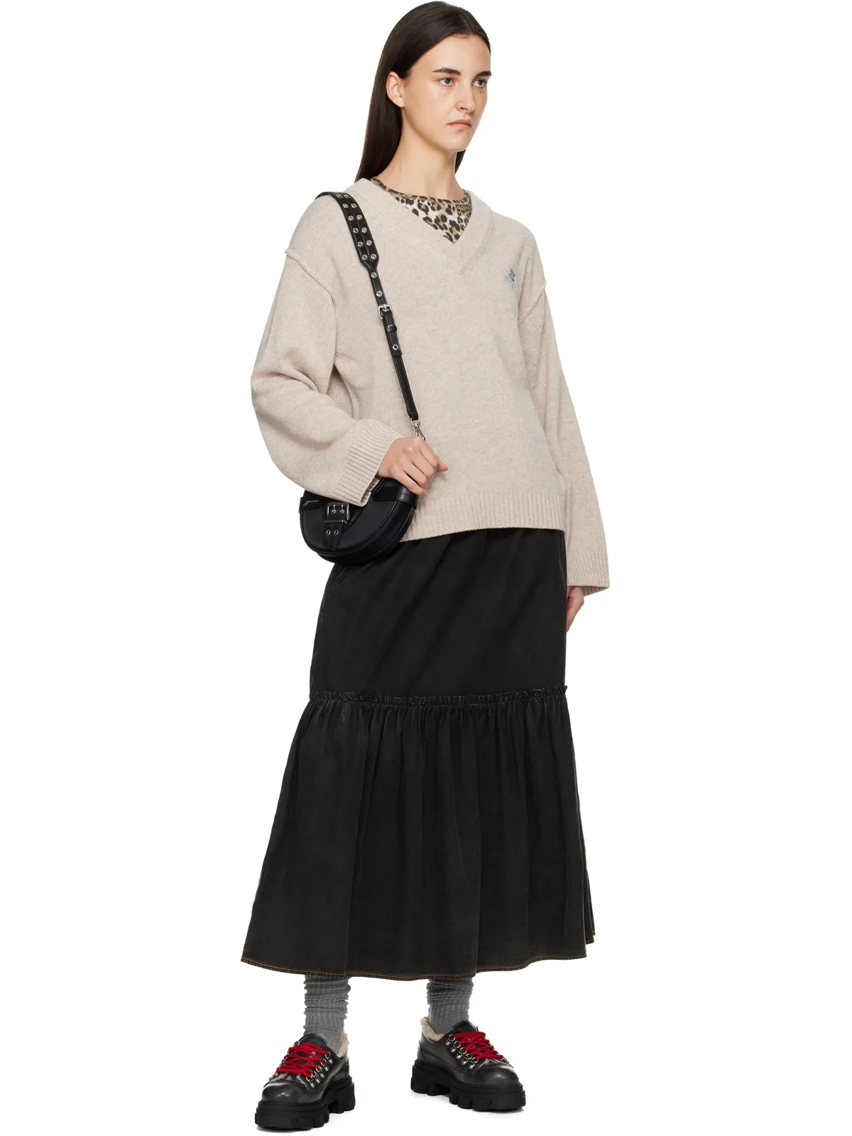 Ganni Washed Smock マキシスカート - 画像4