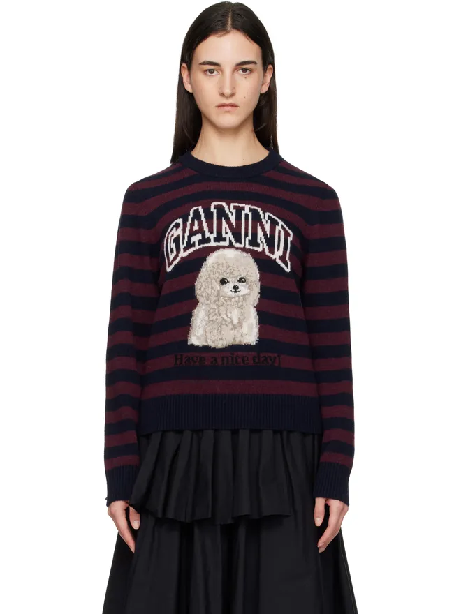 Ganni Ganni Graphic Poodle ウールミックス ボーダー セーターの商品画像
